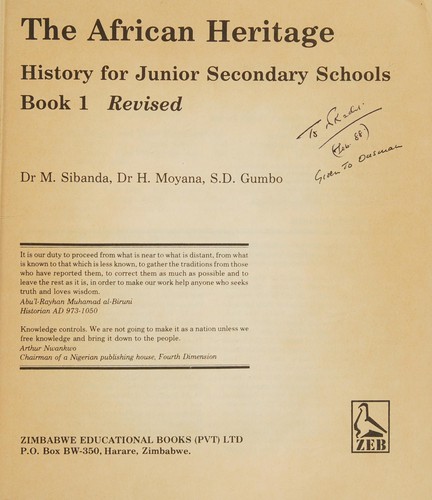 The African Heritage: History for Junior Secondary Schools