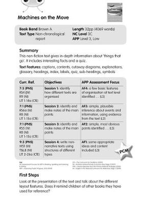 BC NF Brown A/3C Machines on the Move Guided Reading Card