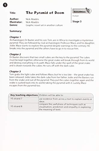 Literacy World Satellites Fiction Stg 3 Guided Reading Cards Pyramid of Doom Frwk Sing