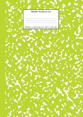 Marble Notebook A4: Green Marble College Ruled Journal