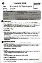 Literacy World Satellites N-Fict Stg 1 Guided Reading Cards Search Tutankhamen Frwk Sin