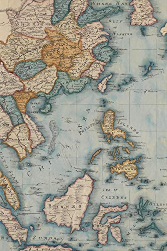 East Indies and China Vintage Map Field Journal Notebook, 50 pages/25 sheets, 4x6