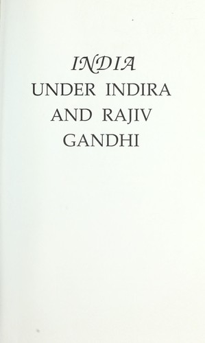 India Under Indira and Rajiv Gandhi