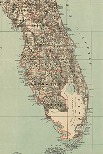 Florida Vintage Map Field Journal Notebook, 50 pages/25 sheets, 4x6