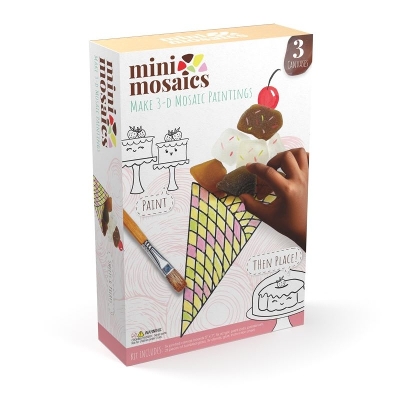 Mini Mosaics Sweets & Treats: Paint and Decorate Canvas Boards with Tumbled Glass - DIY Mixed-Media Craft Gift for Ages 6 and Up