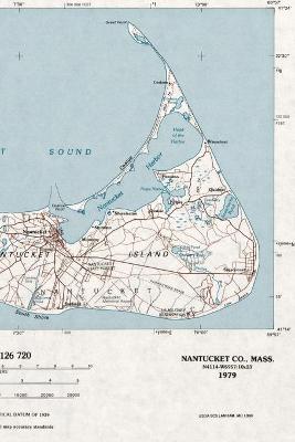 Nantucket, Massachusetts Vintage Map Field Journal Notebook, 50 pages/25 sheets, 4x6