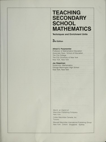 Teaching Secondary School Mathematics 3r: Techniques and Enrichment Units