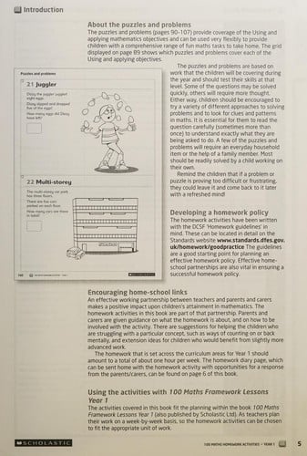 100 Maths Homework Activities: Year 1