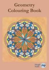Geometry Colouring Book: Relaxing Colouring with Coloured Outlines and Appendix of Virtue Cards