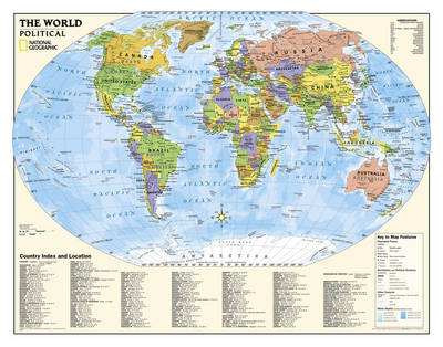 Kids Political World Education (Grades 4-12) Flat: Wall Maps Education
