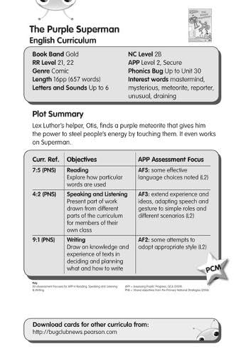 BC Gold/2B Comic: The Purple Superman Guided Reading Card