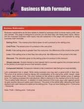 Business Math Formulas