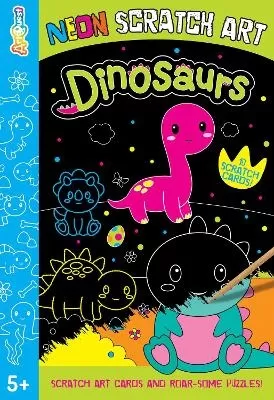 Neon Scratch Art Dinosaurs