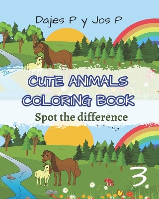 Cute animals coloring book 3: Spot the differences