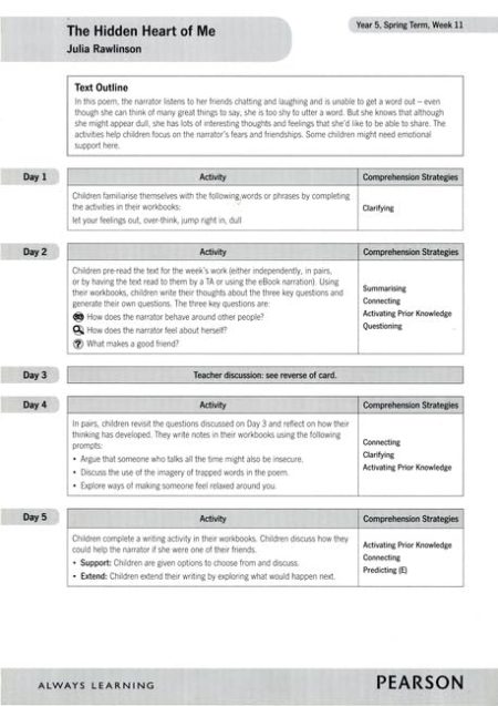 Bug Club Comprehension Year 5 Magazine Poem 1 T2 W1 Card