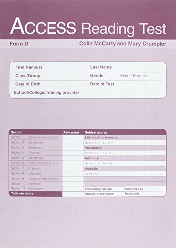 Access Reading Test (Art): Form D Pk10