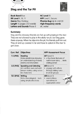 BC JD Plays Blue (KS1)/1B Steg and the Tar Pit Guided Reading Card