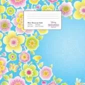Music Manuscript Book: Floral Pattern on Blue, Large Kids Stave Paper