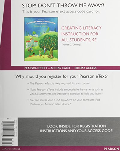 Creating Literacy Instruction for All Students, Enhanced Pearson eText -- Access Card