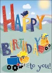 Truck and Diggers - Happy Birthday Card-Book: 6 Card-Book Pack