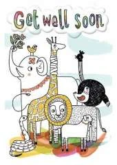 Animals - Get Well Colouring Card-Book: 6 Card-Book Pack