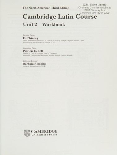 Cambridge Latin Course Unit 2 Workbook North American edition