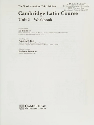 Cambridge Latin Course Unit 2 Workbook North American edition