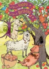 Three Billy Goats Gruff - Happy Birthday Card-Book: 6 Card-Book Pack