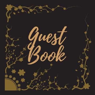 Guest Book - Gold Frame #15 For any occasion Light Green Color Pages 8.5 x 8.5 Inches 82 pages