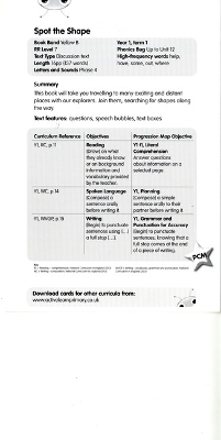 Bug Club Yellow B Spot the Shape Guided Reading Card