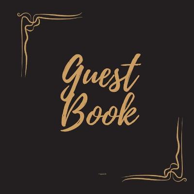 Guest Book - Gold Frame #1 For any occasion Light Green Color Pages 8.5 x 8.5 Inches 82 pages