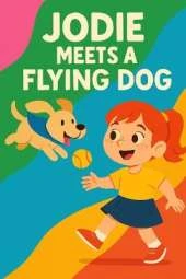 Jodie Meets A Flying Dog: A magical pup with wings, a girl full of wonder, and the sky as their playground.