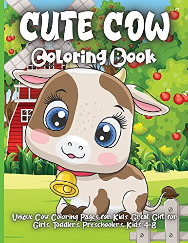 Cute Cow Coloring Book: Funny Cowes Animals Colouring Pages for Kids Stress Relief and Relaxation, Cow Lover Gifts for Children