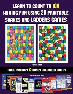 Counting Games (Learn to count to 100 having fun using 20 printable snakes and ladders games): A full-color workbook with 20 printable snakes and ladders games for preschool/kindergarten children. The price of this book includes 12 printable PDF kindergar