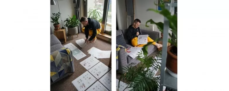 David correcting his proofs